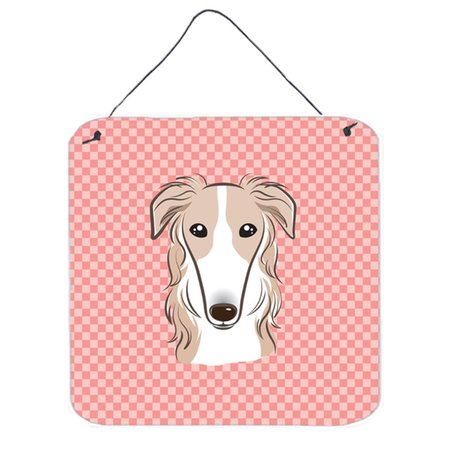 MICASA Checkerboard Pink Borzoi Aluminum Metal Wall Or Door Hanging Prints, 6 x 6 In. MI250736